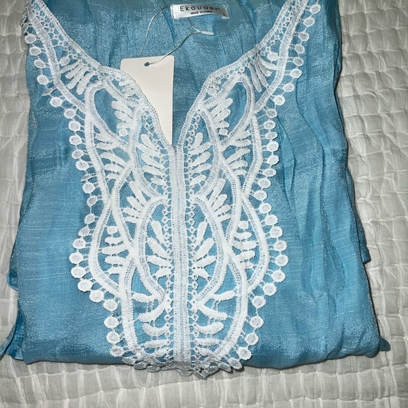 Light Blue Light Weight Gauzy Bathing Suit Cover Up,  Lg NWT - Picture 3 of 8